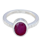 Teresa Ethnic Red Solitaire Ring with Oval Ruby Gemstone Indian Ruby Red